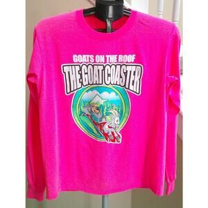 Goats on the Roof - The Goat Coaster Long Sleeve Pink T-shirt Women's Large